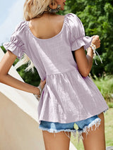 Scoop Neck Flounce Sleeve Blouse - Trendsi - Flyclothing LLC