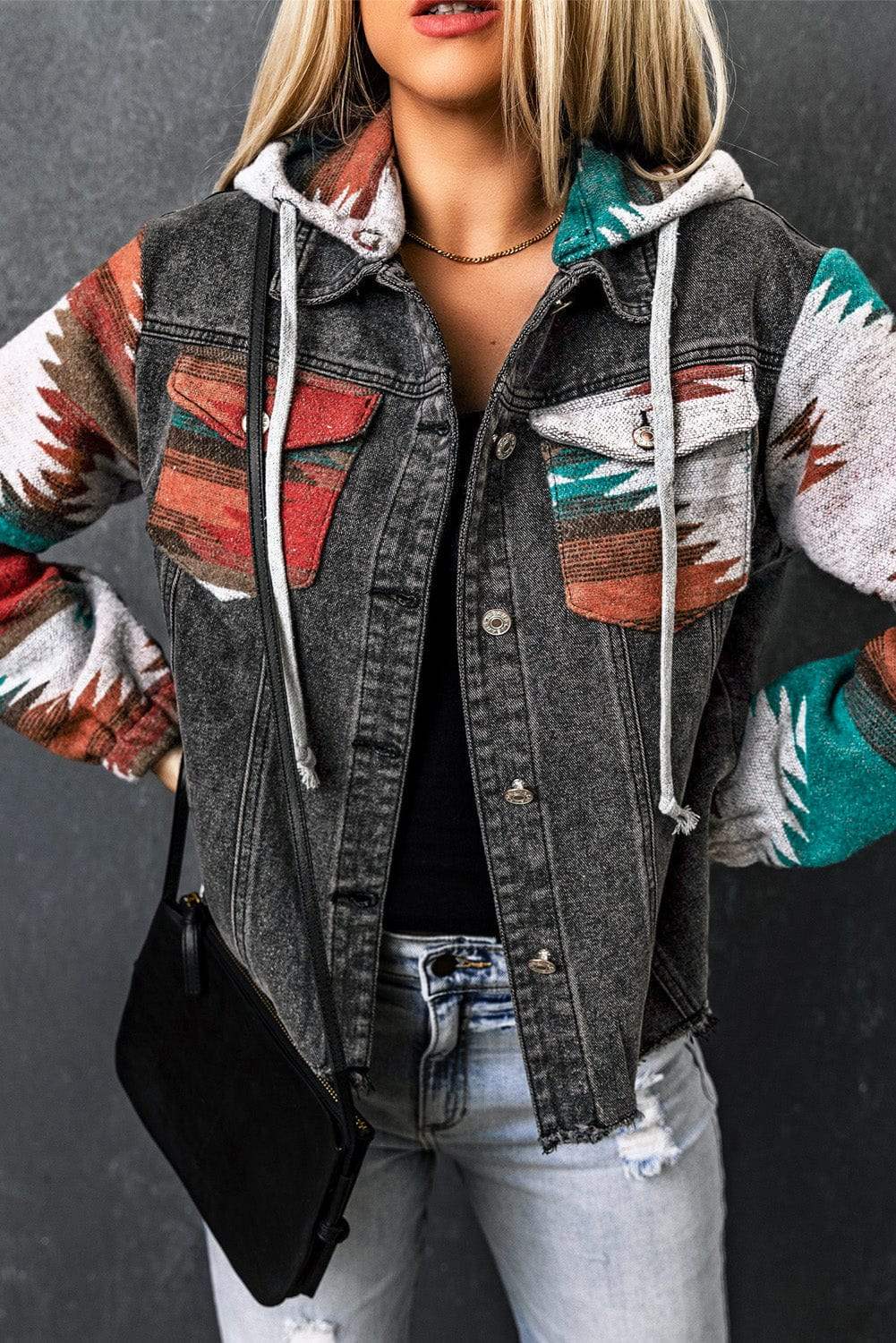 Drawstring Hooded Pocketed Denim Jacket - Trendsi - Flyclothing LLC