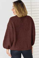 Pocketed Button Up Dropped Shoulder Cardigan - Trendsi