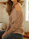 Ribbed Round Neck Long Sleeve Knit Top - Trendsi - Flyclothing LLC