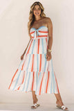 Striped Strapless Sweetheart Neck Dress - Trendsi - Flyclothing LLC