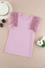 Sequin Round Neck Tank - Trendsi - Flyclothing LLC