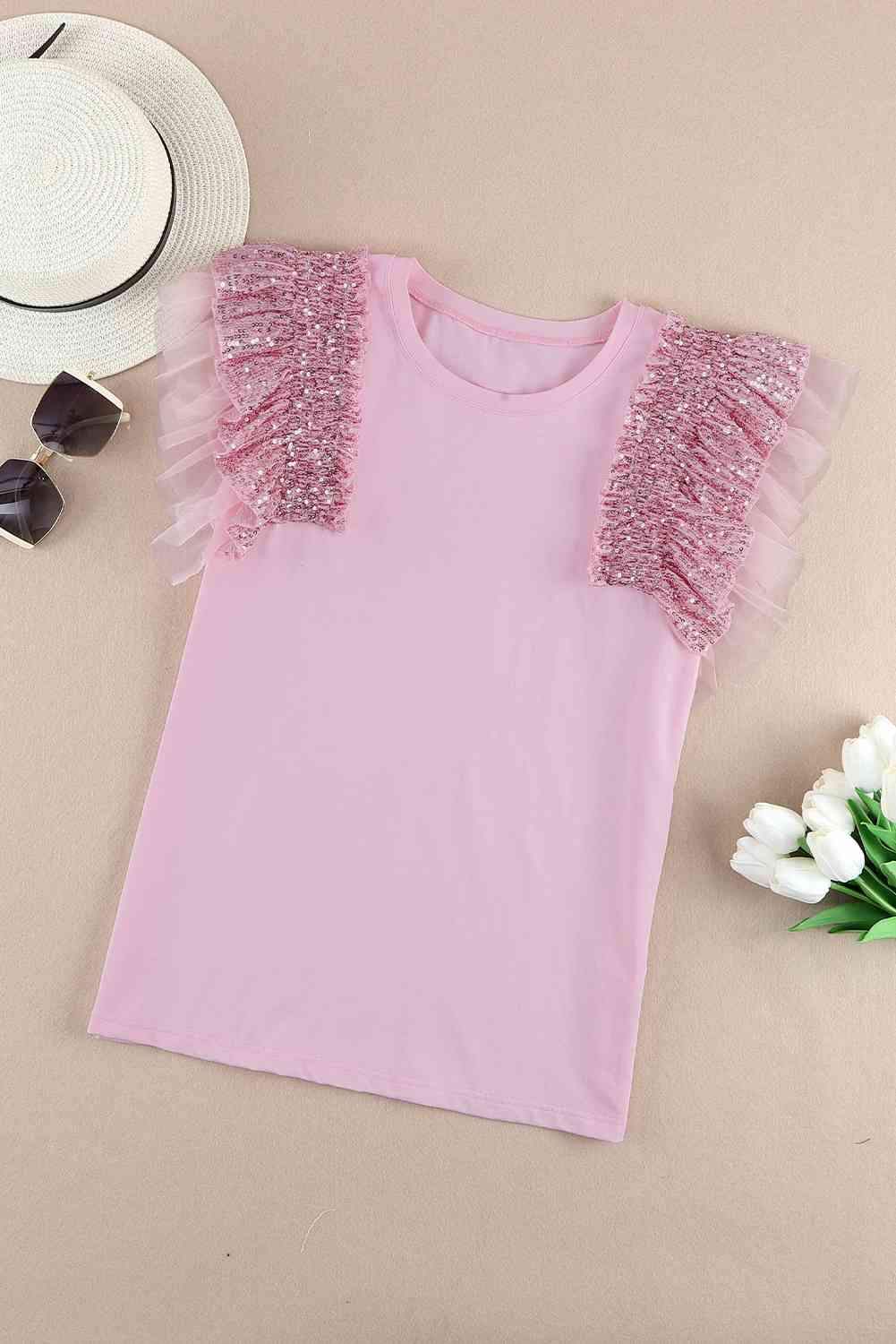 Sequin Round Neck Tank - Trendsi - Flyclothing LLC