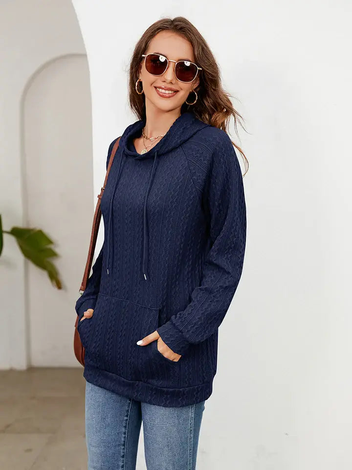 Raglan Sleeve Front Pocket Hoodie - Trendsi - Flyclothing LLC