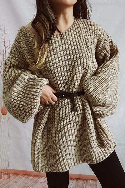 Boat Neck Dropped Shoulder Mini Sweater Dress - Trendsi - Flyclothing LLC