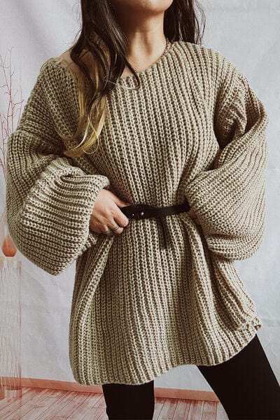 Boat Neck Dropped Shoulder Mini Sweater Dress - Trendsi - Flyclothing LLC