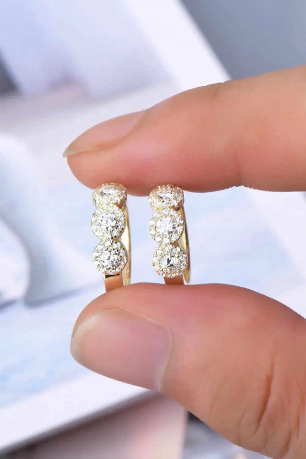 Moissanite 925 Sterling Silver Huggie Earrings - Trendsi - Flyclothing LLC