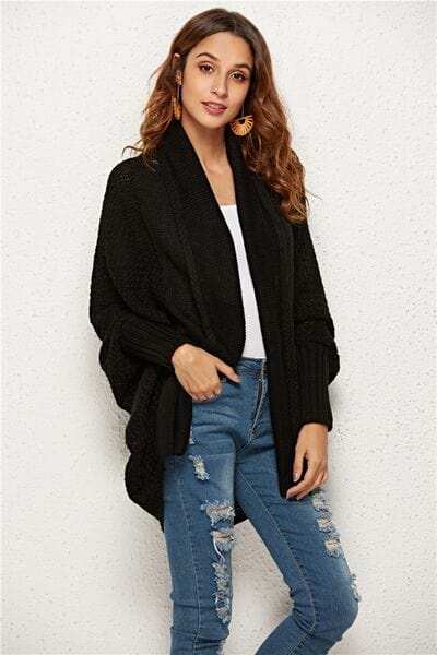 Open Front Batwing Sleeve Cardigan - Trendsi - Flyclothing LLC