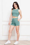 Round Neck Tank and Drawstring Shorts Set - Trendsi - Flyclothing LLC