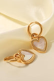 Inlaid Shell Heart Drop Earrings - Trendsi