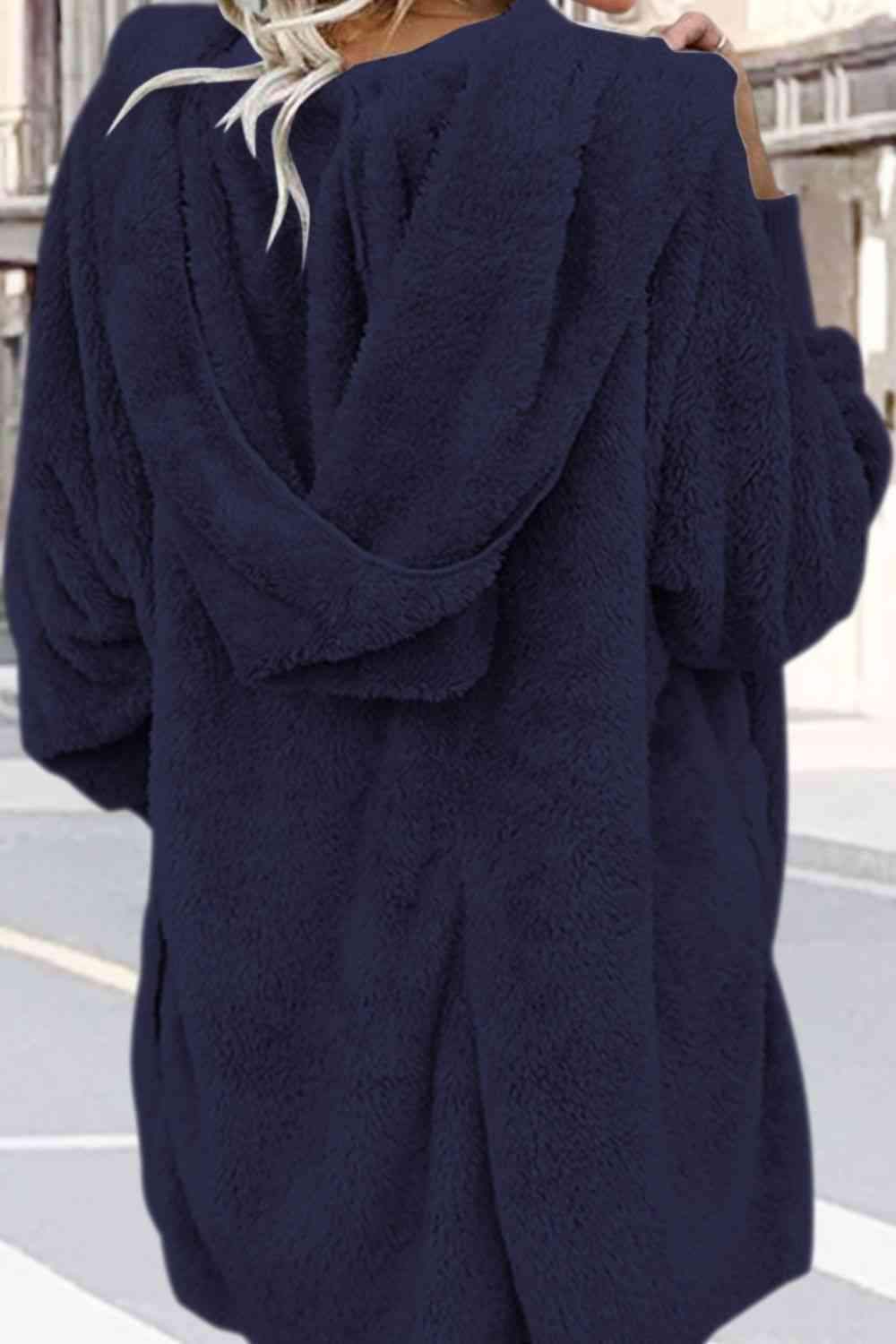 Teddy Hooded Jacket with Pockets - Trendsi - Flyclothing LLC