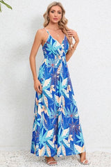 Printed Surplice Maxi Cami Dress - Trendsi
