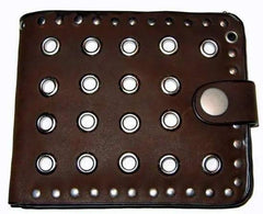 Brown Leather Grommet Wallet - Flyclothing LLC