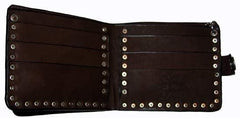 Brown Leather Grommet Wallet - Flyclothing LLC