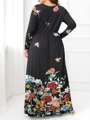 Plus Size Round Neck Maxi Dress with Pockets - Trendsi