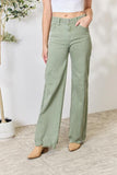 RISEN Full Size Raw Hem Wide-Leg Jeans - Trendsi