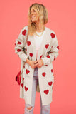 Heart Graphic Open Front Cardigan with Pockets - Trendsi
