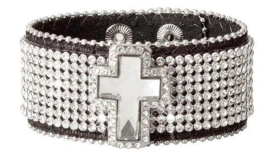 Rhinestone Cross Wristband - Flyclothing LLC