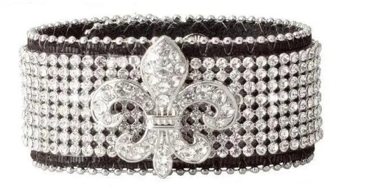 Rhinestone Fleur de Lis Wristband - Flyclothing LLC