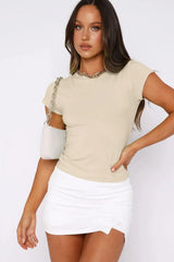 Crewneck Short Sleeve Tee - Trendsi - Flyclothing LLC