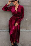 Smocked Lantern Sleeve Midi Dress - Trendsi