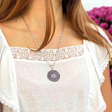 Alpaca Silver Aztec Face Pendant with Chain - Artisana - Flyclothing LLC