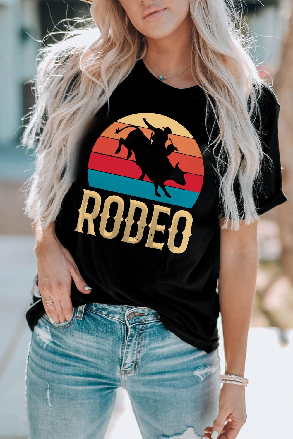 RODEO Graphic Round Neck Short Sleeve Tee - Flyclothing LLC
