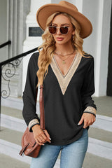 V-Neck Long Sleeve T-Shirt - Trendsi - Flyclothing LLC