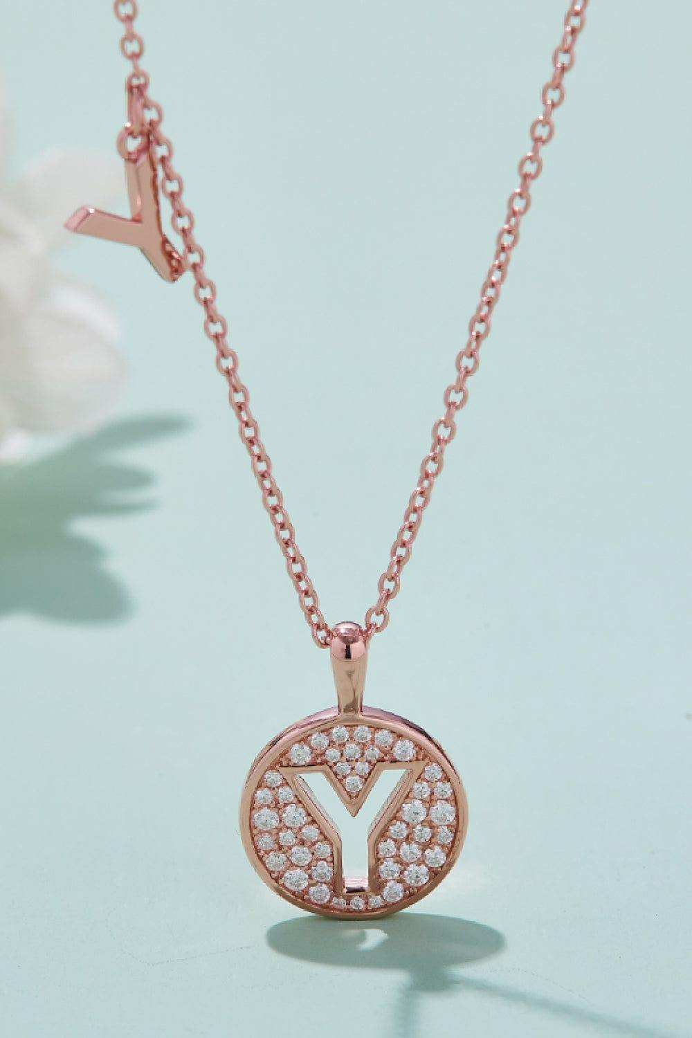 Moissanite U to Z Pendant Necklace - Trendsi - Flyclothing LLC