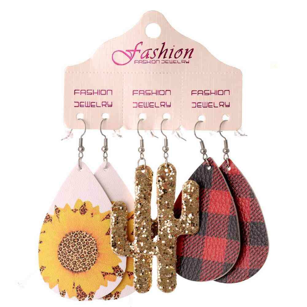 PU Earrings Set - Trendsi - Flyclothing LLC