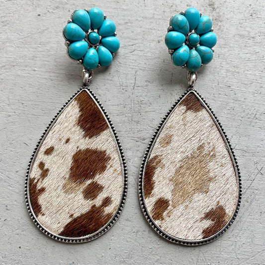 Turquoise Flower Teardrop Earrings - Flyclothing LLC