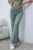 Basic Bae Full Size Ribbed High Waist Flare Pants - Trendsi - Flyclothing LLC