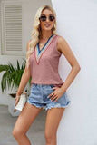 Contrast Eyelet V-Neck Tank - Trendsi - Flyclothing LLC