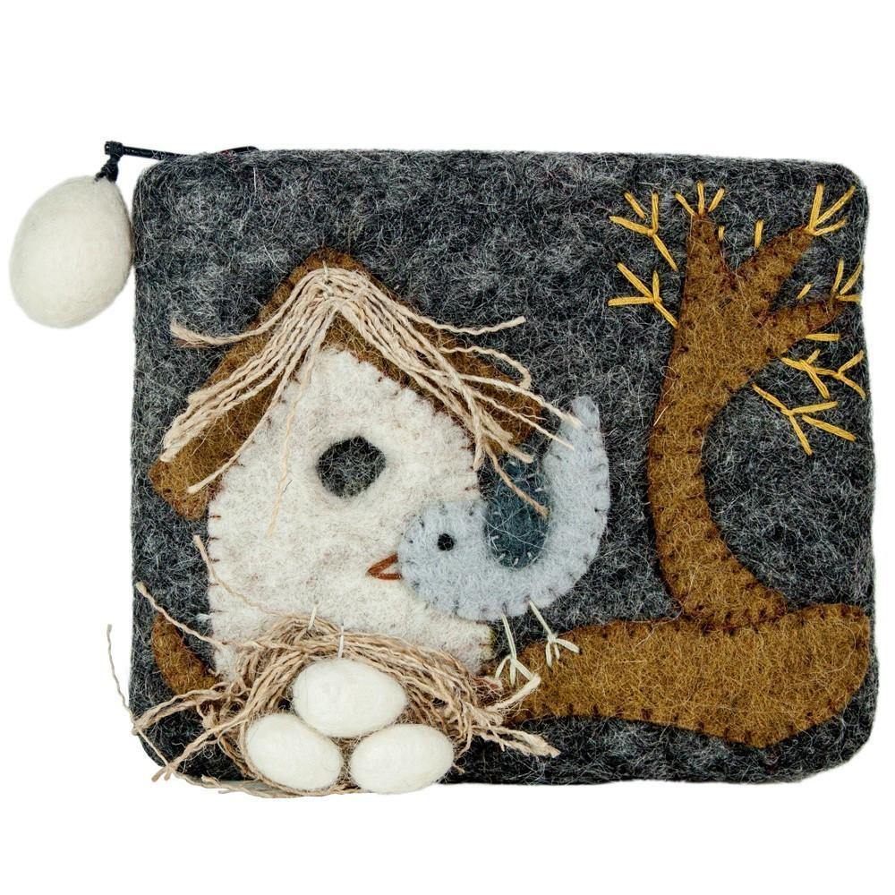 Felt Coin Purse - Nesting Bird - Wild Woolies (P) - Flyclothing LLC