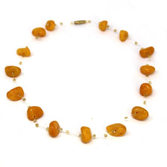 Floating Stone & Maasai Bead Necklace, Pumpkin Spice - Jedando