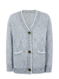 Button Down V-Neck Cardigan with Pockets - Trendsi - Flyclothing LLC