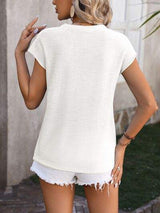 Rolled Cap Sleeve Round Neck Sweater Vest - Trendsi - Flyclothing LLC