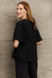 V-Neck Flutter Sleeve Blouse - Flyclothing LLC