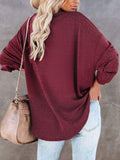 Buttoned Drop Shoulder Top - Trendsi