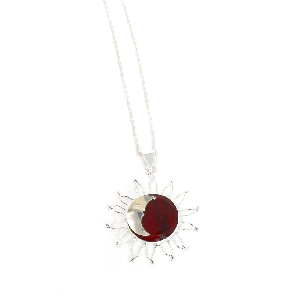 Sun and Moon Red Jasper Pendant with Chain - Artisana - Flyclothing LLC