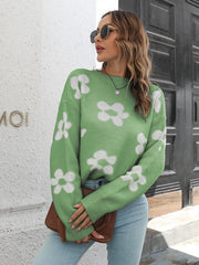 Floral Dropped Shoulder Sweater - Trendsi