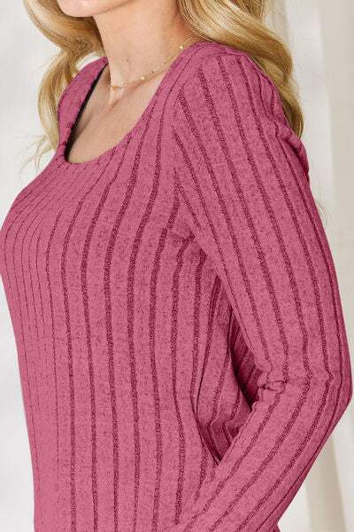 Basic Bae Full Size Ribbed Long Sleeve T-Shirt - Trendsi - Flyclothing LLC