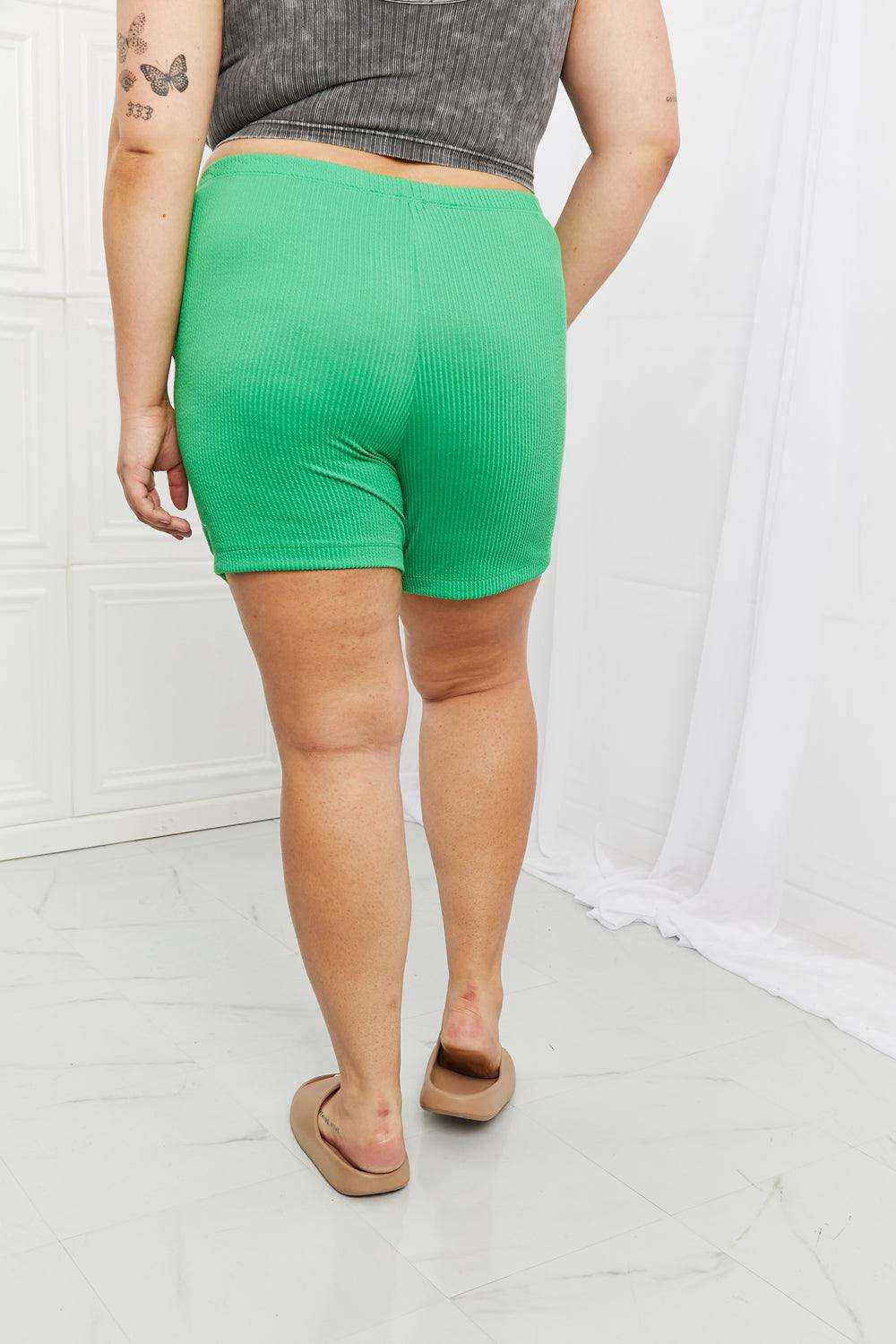 Blumin Apparel Too Good Full Size Ribbed Shorts in Green - Trendsi - Flyclothing LLC