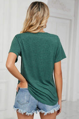 Short Sleeve V-Neck Tee Shirt - Trendsi - Flyclothing LLC