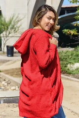 Double Take Full Size Open Front Long Sleeve Hooded Coat - Trendsi - Flyclothing LLC