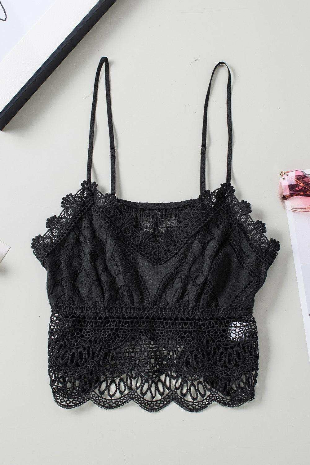 V-Neck Lace Cropped Cami - Trendsi - Flyclothing LLC