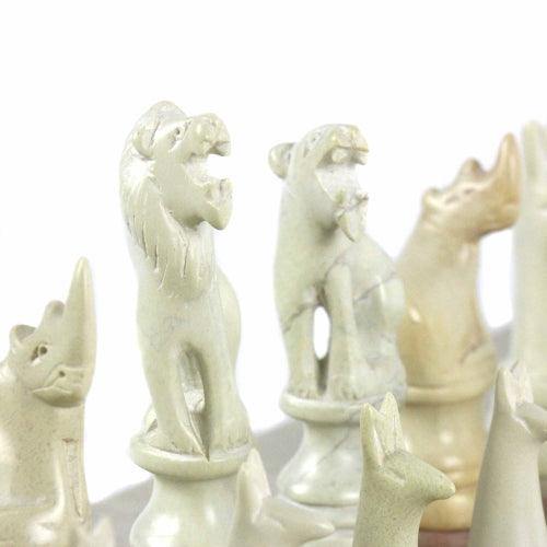 Hand Carved Soapstone Animal Chess Set - 15" Board - Smolart - Flyclothing LLC