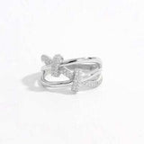 Inlaid Zircon 925 Sterling Silver Crisscross Ring - Trendsi - Flyclothing LLC