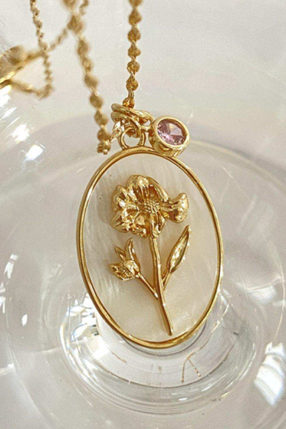 Flower Shell Pendant Copper Necklace - Trendsi - Flyclothing LLC