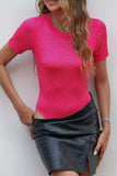 Rhinestone Allover Round Neck Short Sleeve Bodysuit - Trendsi - Flyclothing LLC